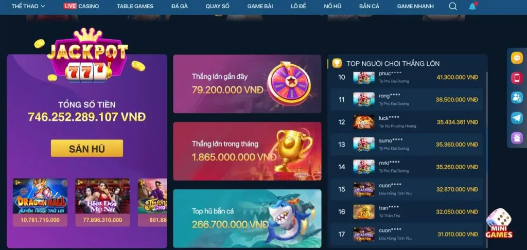Các loại trò chơi Nổ Hũ đa dạng tại 39bet game